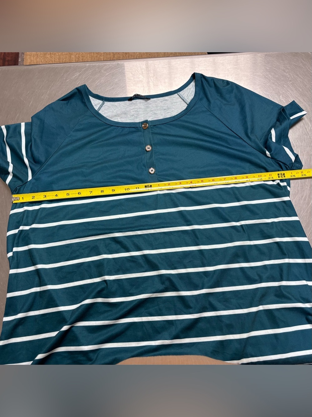 BloomChic Teal White Striped Henley Tunic Top Plus Size 18/20 - Picture 6 of 8